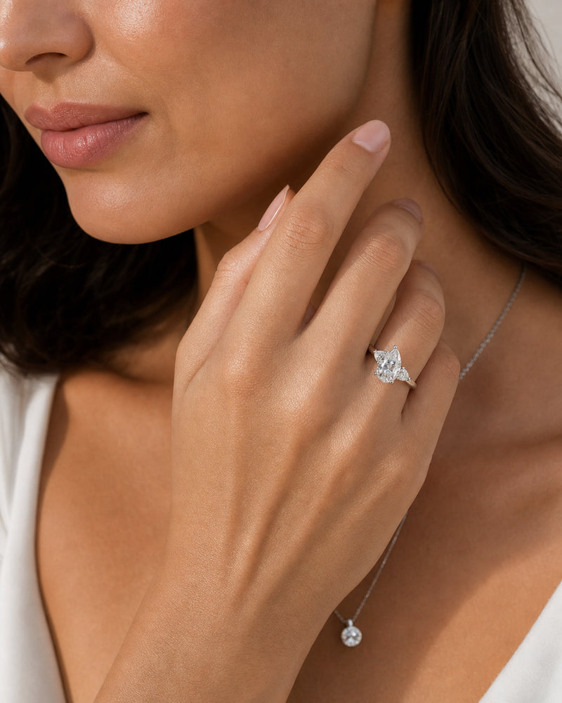 Pear Three-Stone Ring