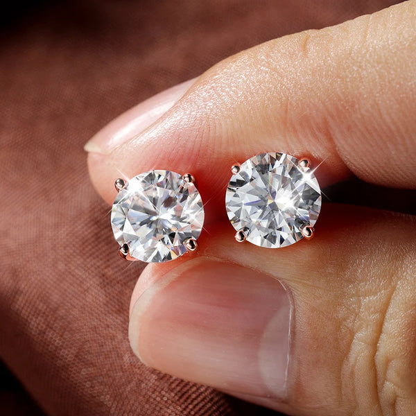 Round stud earrings with secure push-back closures