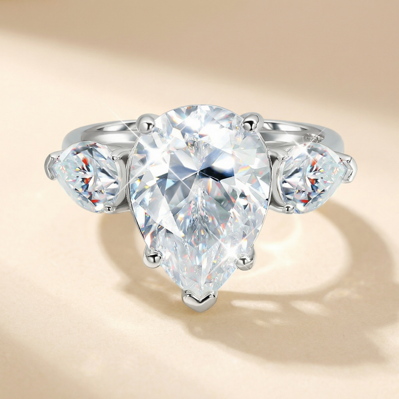 Pear Three-Stone Ring